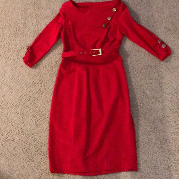 Red Cache Collection Fitted Dress - Picture 1 of 4